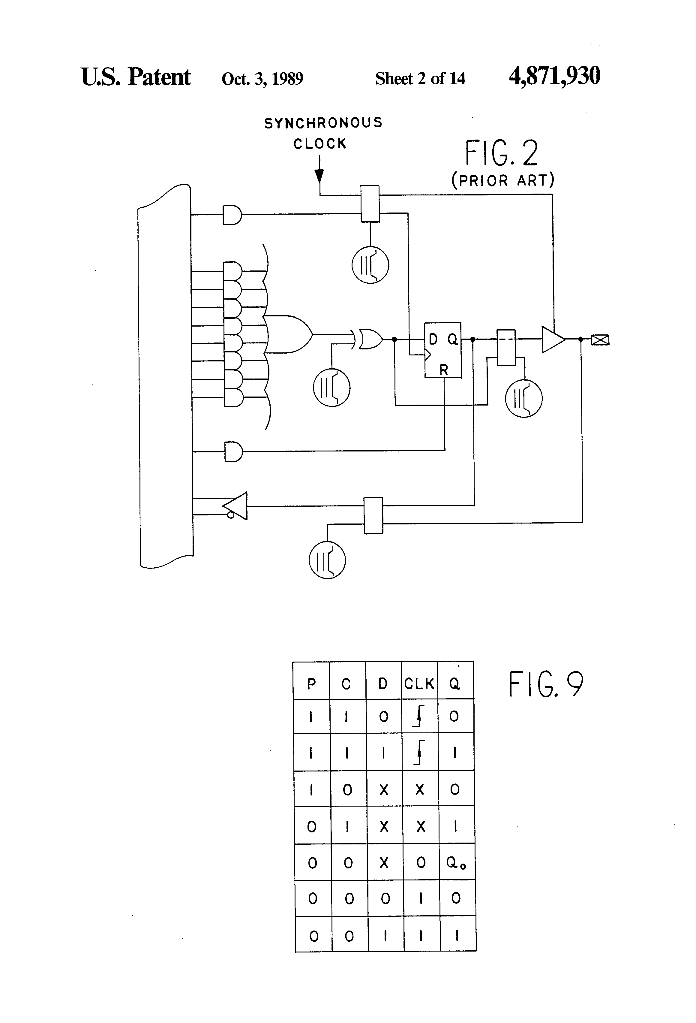 Patent drawing from US 4,871,930, Programmable logic device with array blocks connected via programmable interconnect