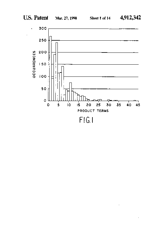 Patent drawing from US 4,912,342, Programmable logic device with array blocks with programmable clocking