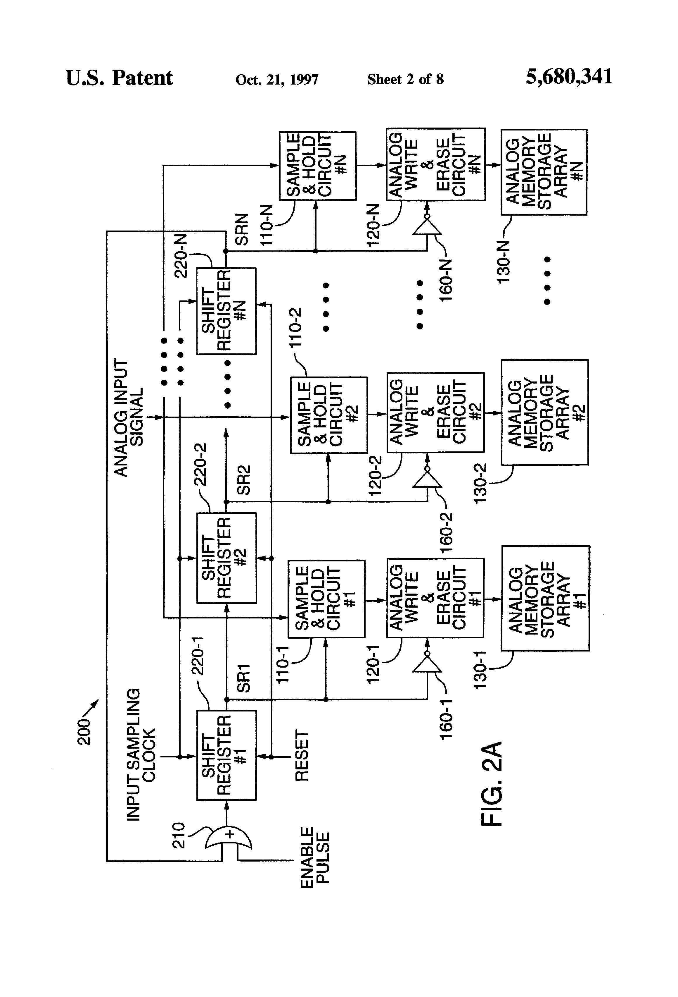 Patent drawing from US 5,680,341, Pipelined record and playback for analog non-volatile memory