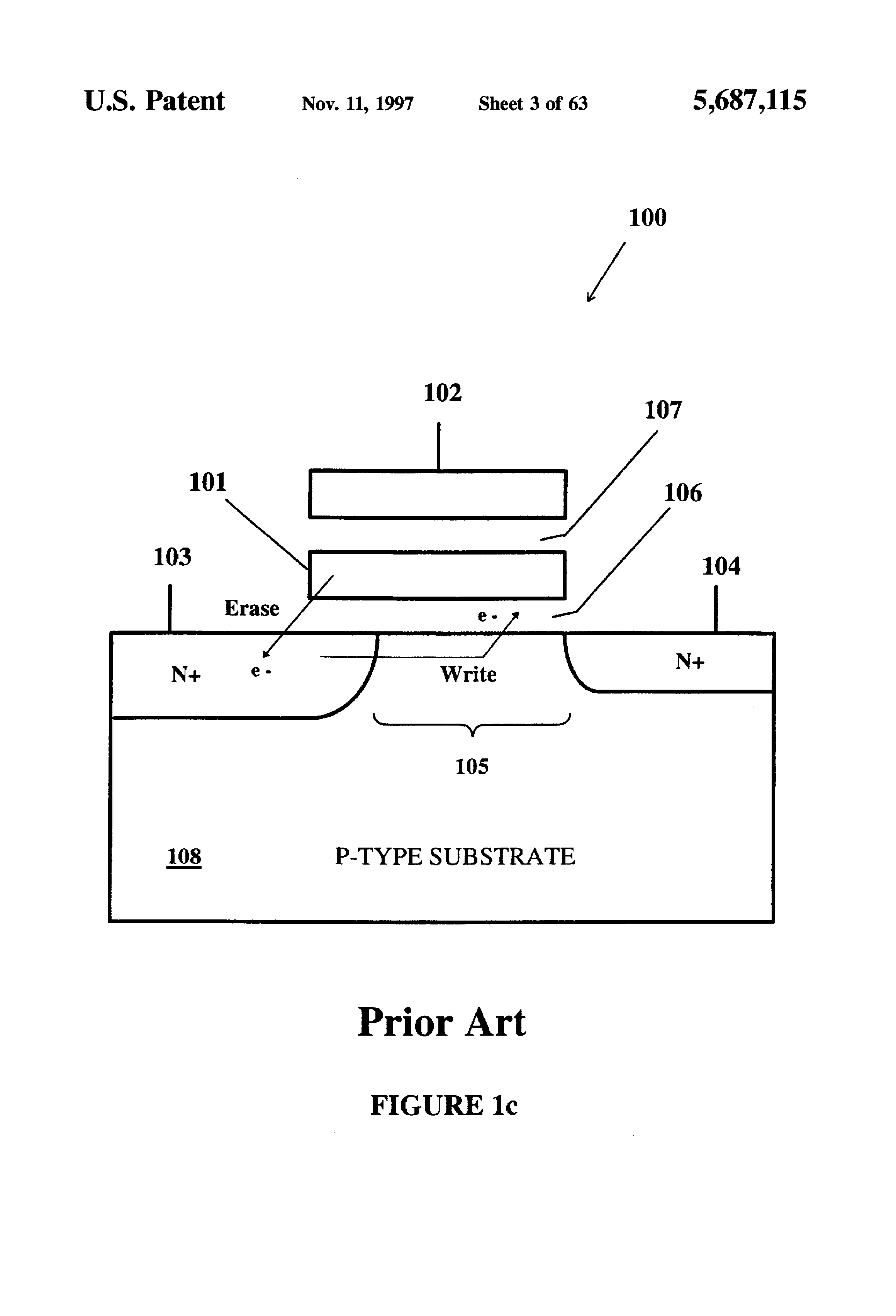 Patent drawing from US 5,687,115, Write circuits for analog memory