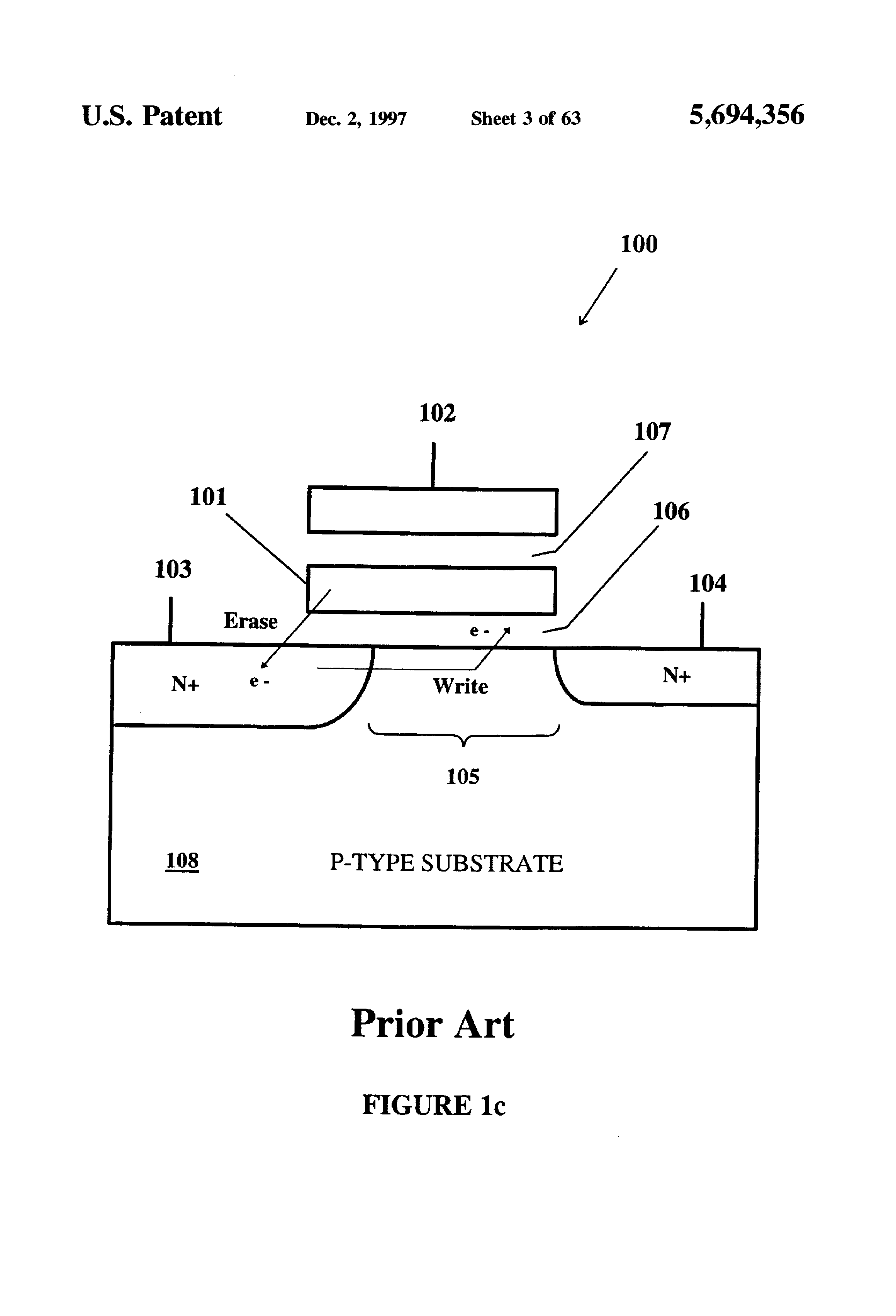 Patent drawing from US 5,694,356, High resolution analog storage EPROM and flash EPROM