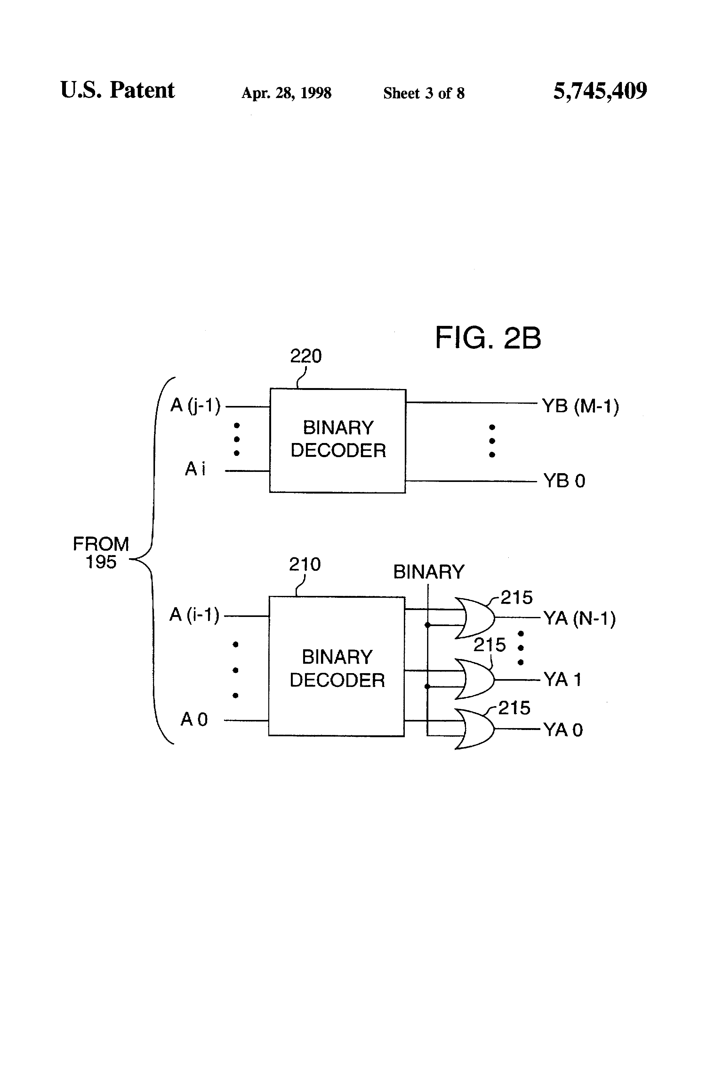 Patent drawing from US 5,745,409, Non-volatile memory with analog and digital interface and storage