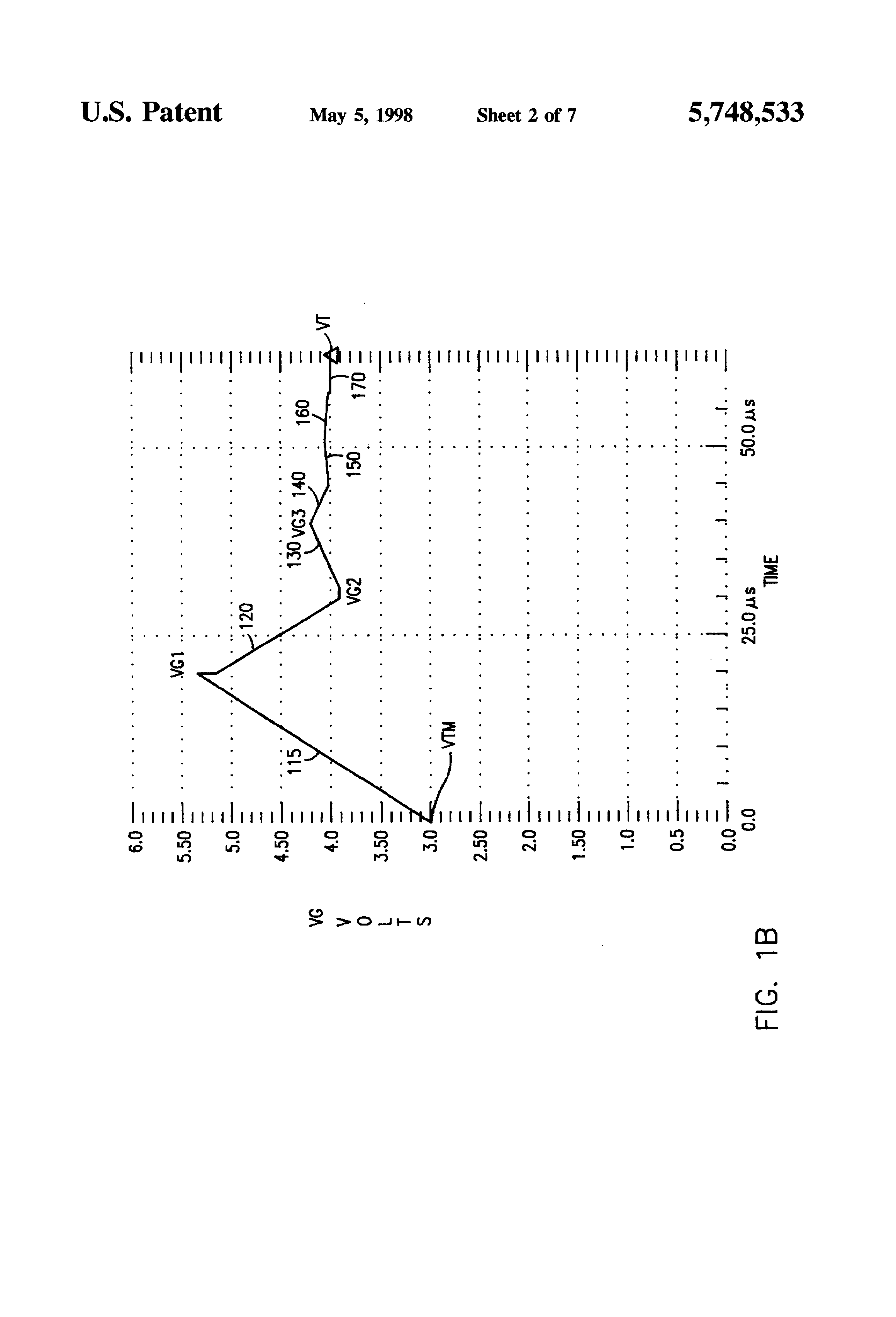 Patent drawing from US 5,748,533, Read circuit which uses a coarse-to-fine search when reading the threshold voltage of a memory cell