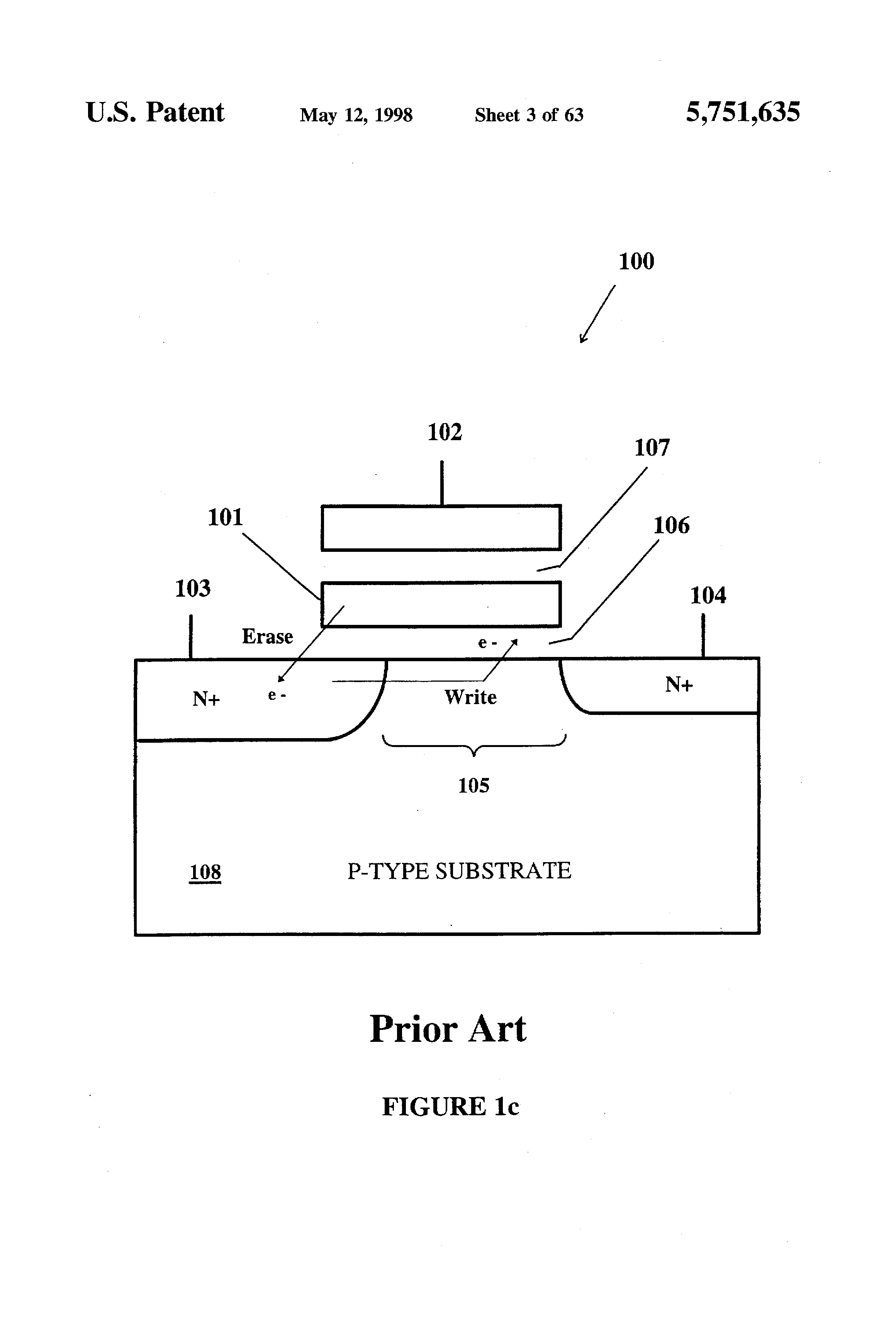 Patent drawing from US 5,751,635, Read circuits for analog memory cells