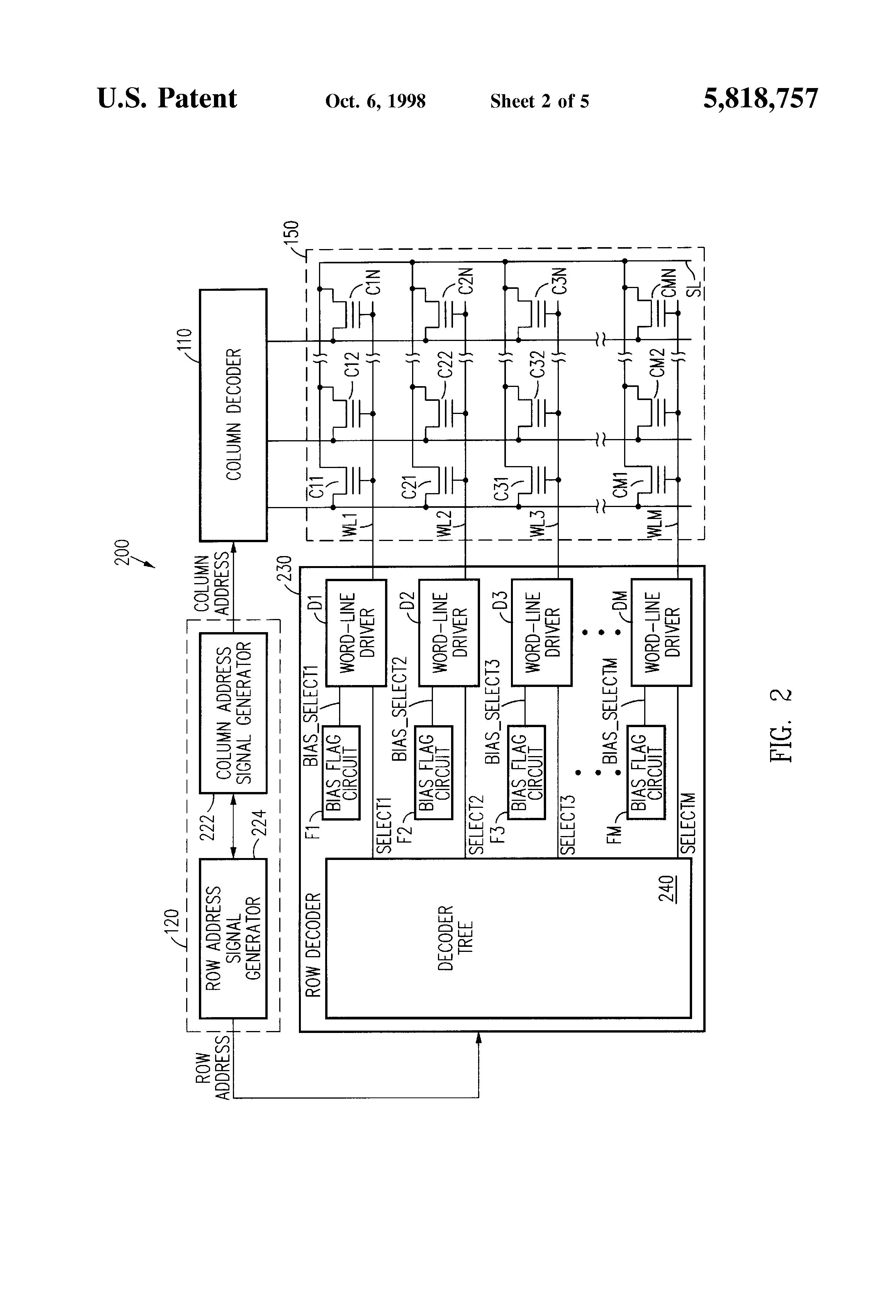 Patent drawing from US 5,818,757, Analog and multi-level memory with reduced program disturb