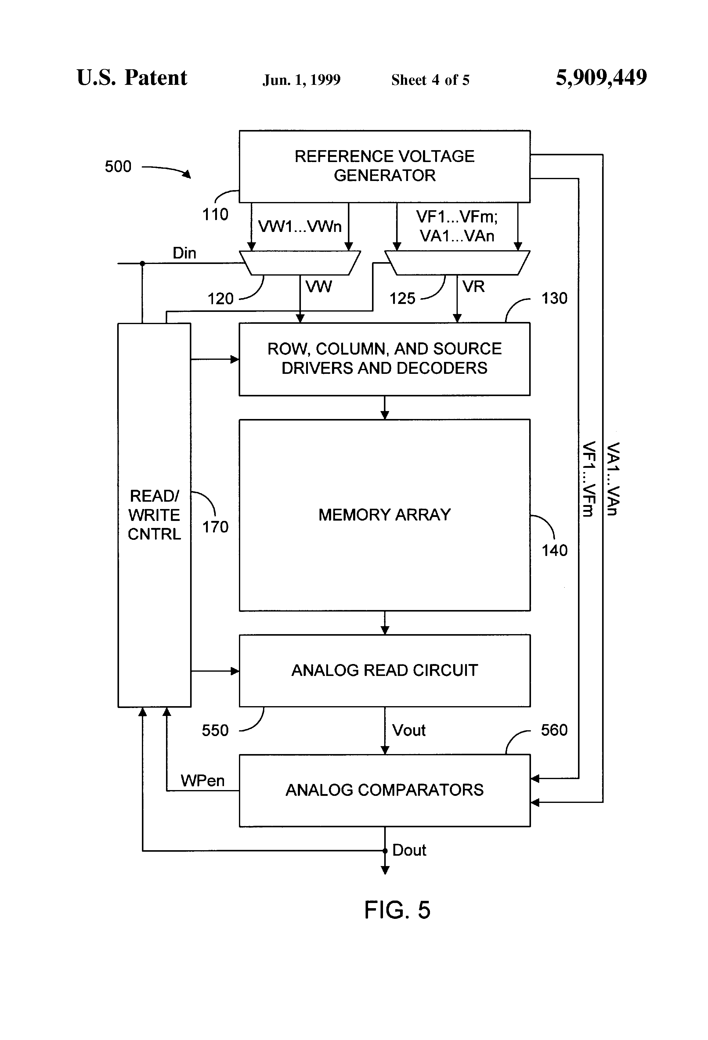 Patent drawing from US 5,909,449, Multi-bit-per-cell non-volatile memory with error detection and correction