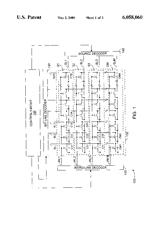 Patent drawing from US 6,058,060, Multi-bit-per-cell and analog/multi-level non-volatile memories with improved resolution and signal-to-noise ratio