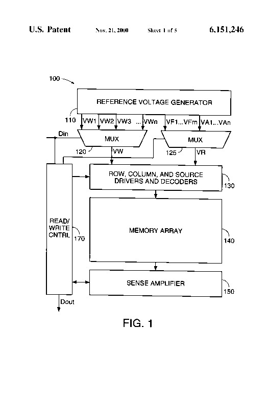 Patent drawing from US 6,151,246, Multi-bit-per-cell flash EEPROM memory with refresh
