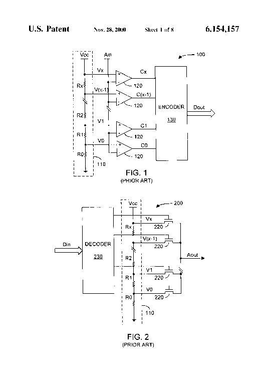 Patent drawing from US 6,154,157, Non-linear mapping of threshold voltages for analog/multi-level memory