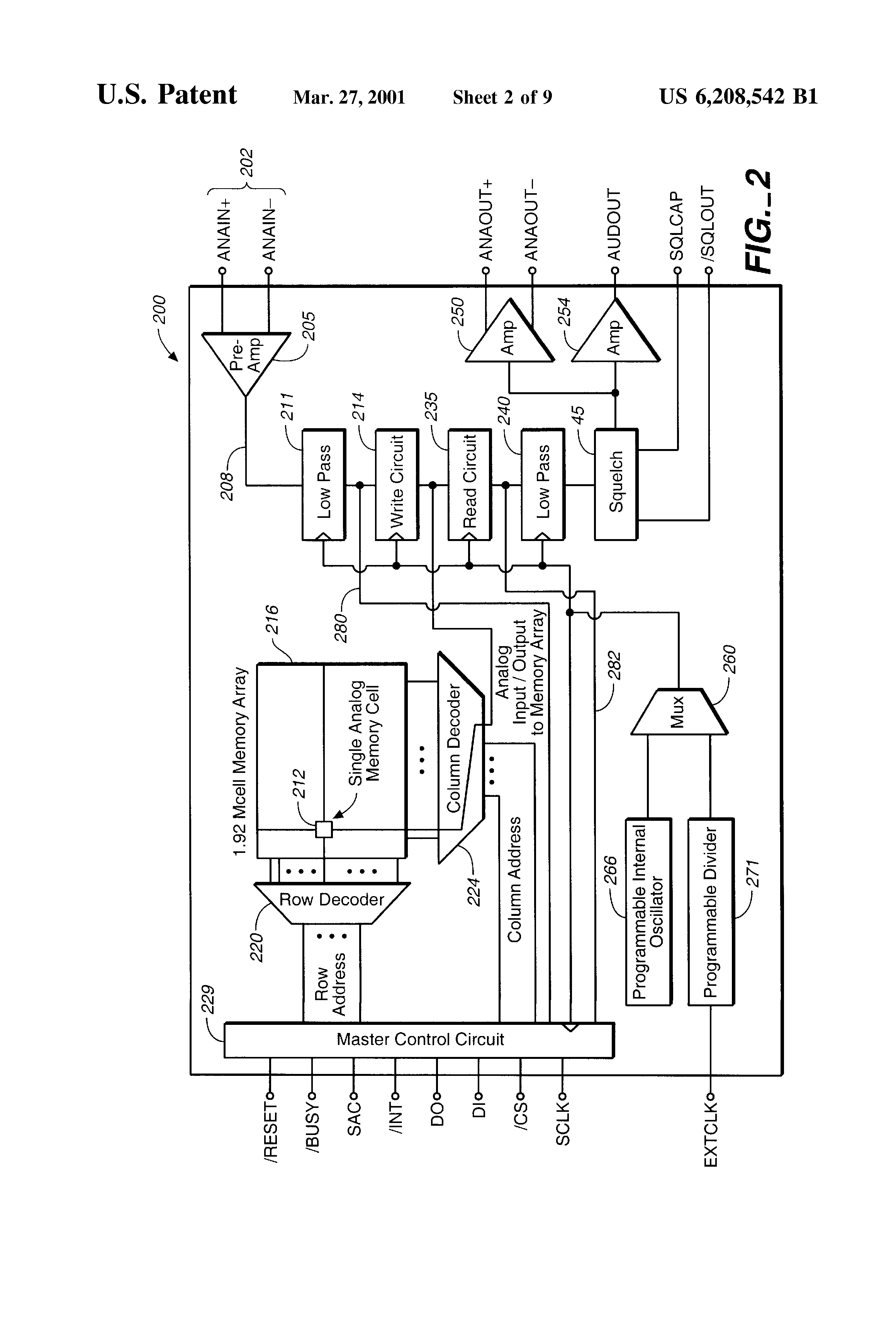 Patent drawing from US 6,208,542, Techniques for storing digital data in an analog or multilevel memory