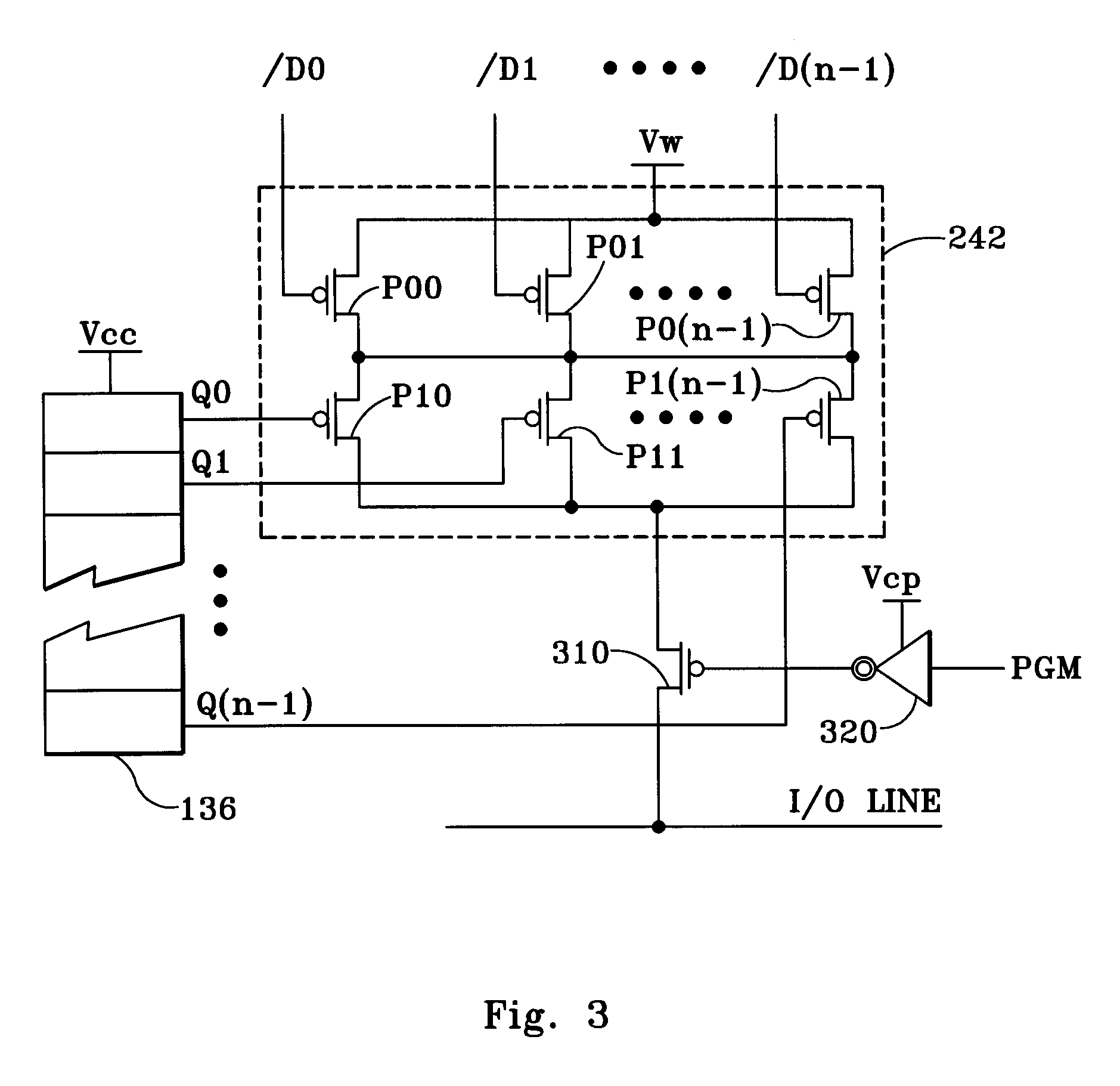 Patent drawing from US 6,259,627, Read and write operations using constant row line voltage and variable column line load