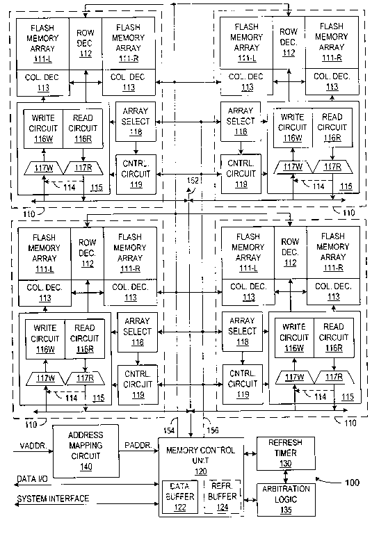 Patent drawing from US 6,396,744, Flash memory with dynamic refresh