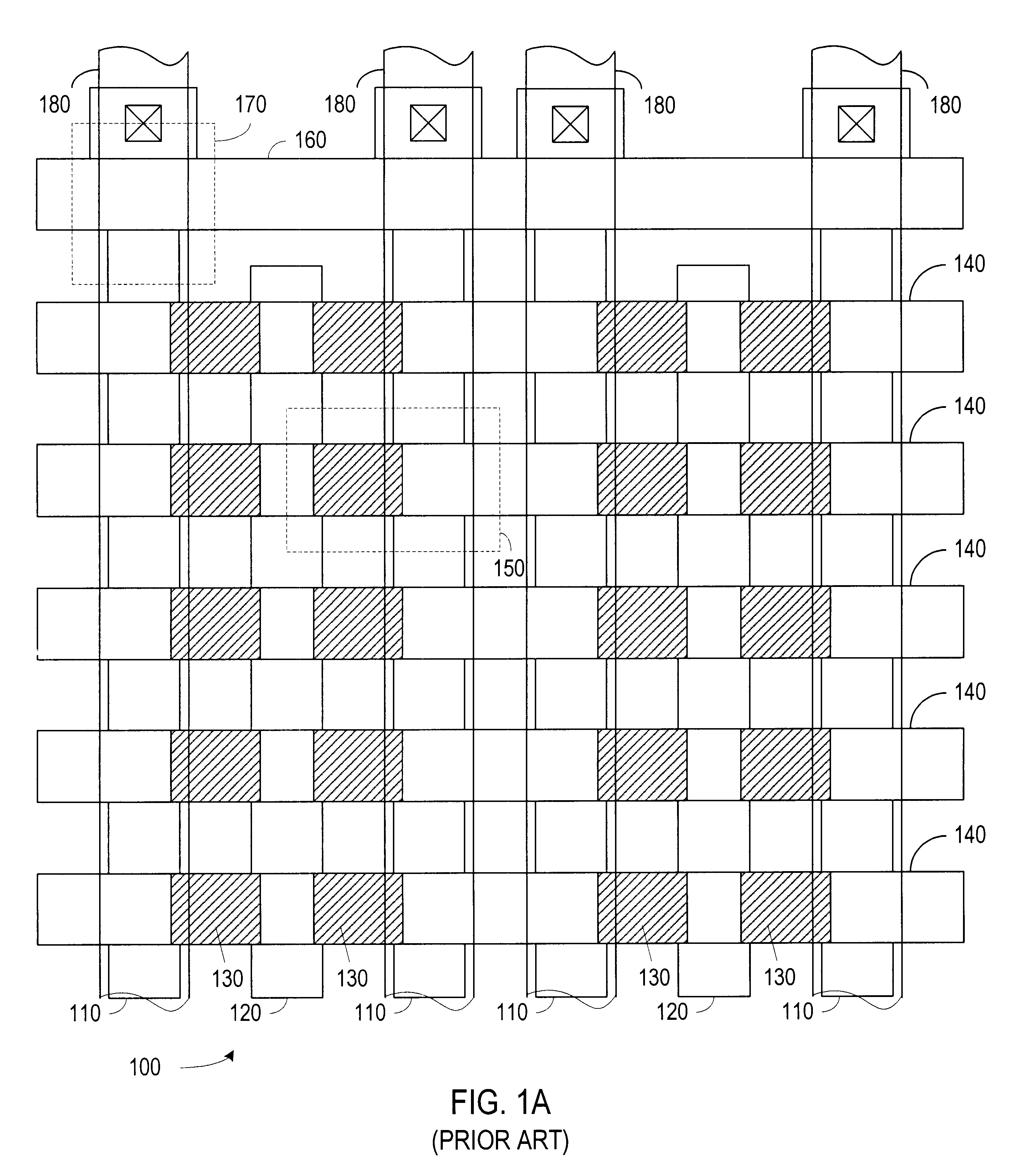 Patent drawing from US 6,570,810, Contactless flash memory with buried diffusion bit/virtual ground lines