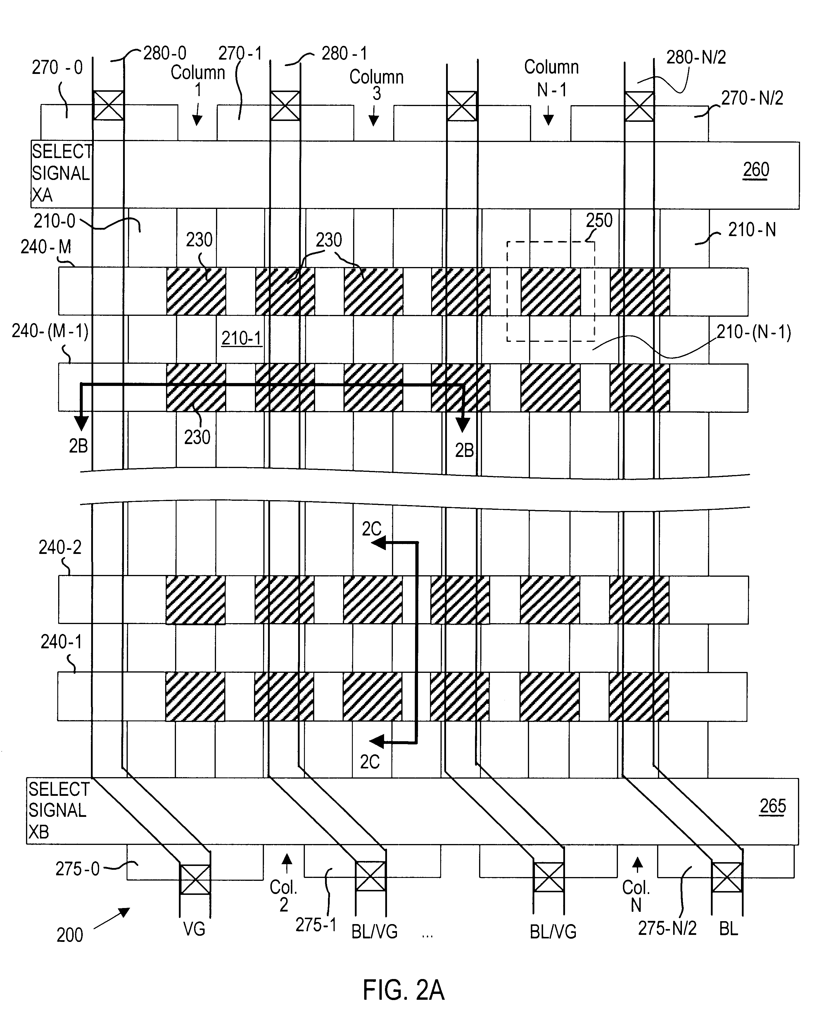 Patent drawing from US 6,570,810, Contactless flash memory with buried diffusion bit/virtual ground lines