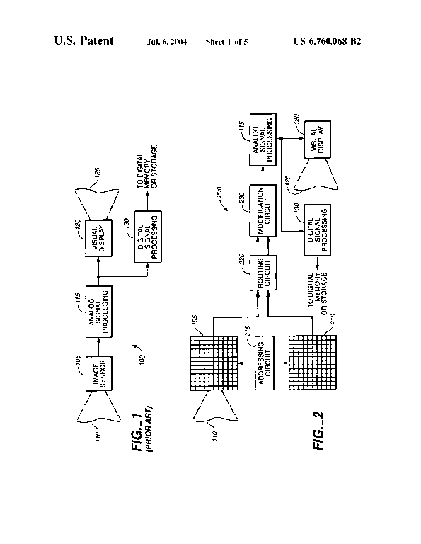 Patent drawing from US 6,760,068, Correction of corrupted elements in sensors using analog/multi-level non-volatile memory