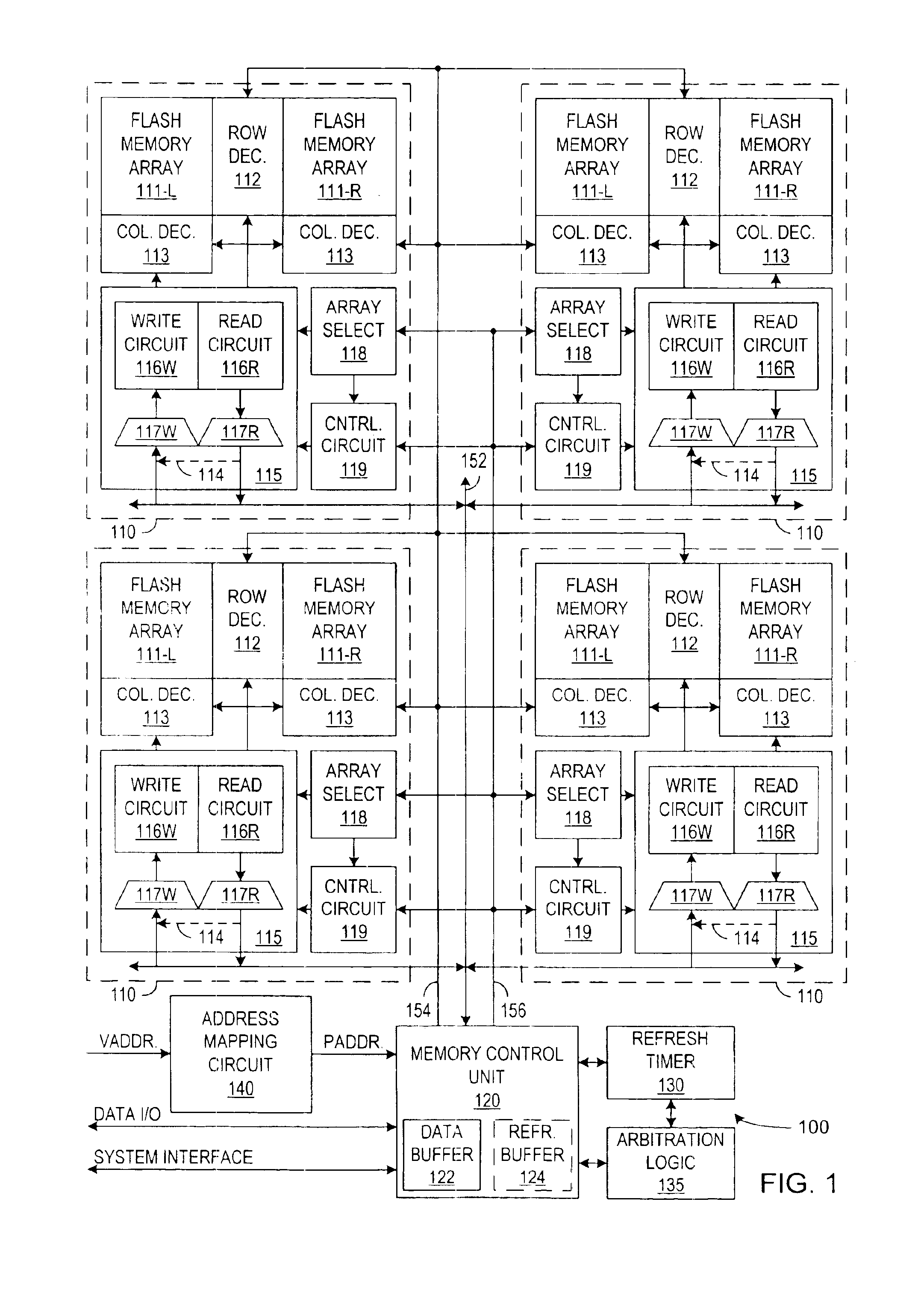 Patent drawing from US 6,856,568, Refresh operations that change address mappings in a non-volatile memory