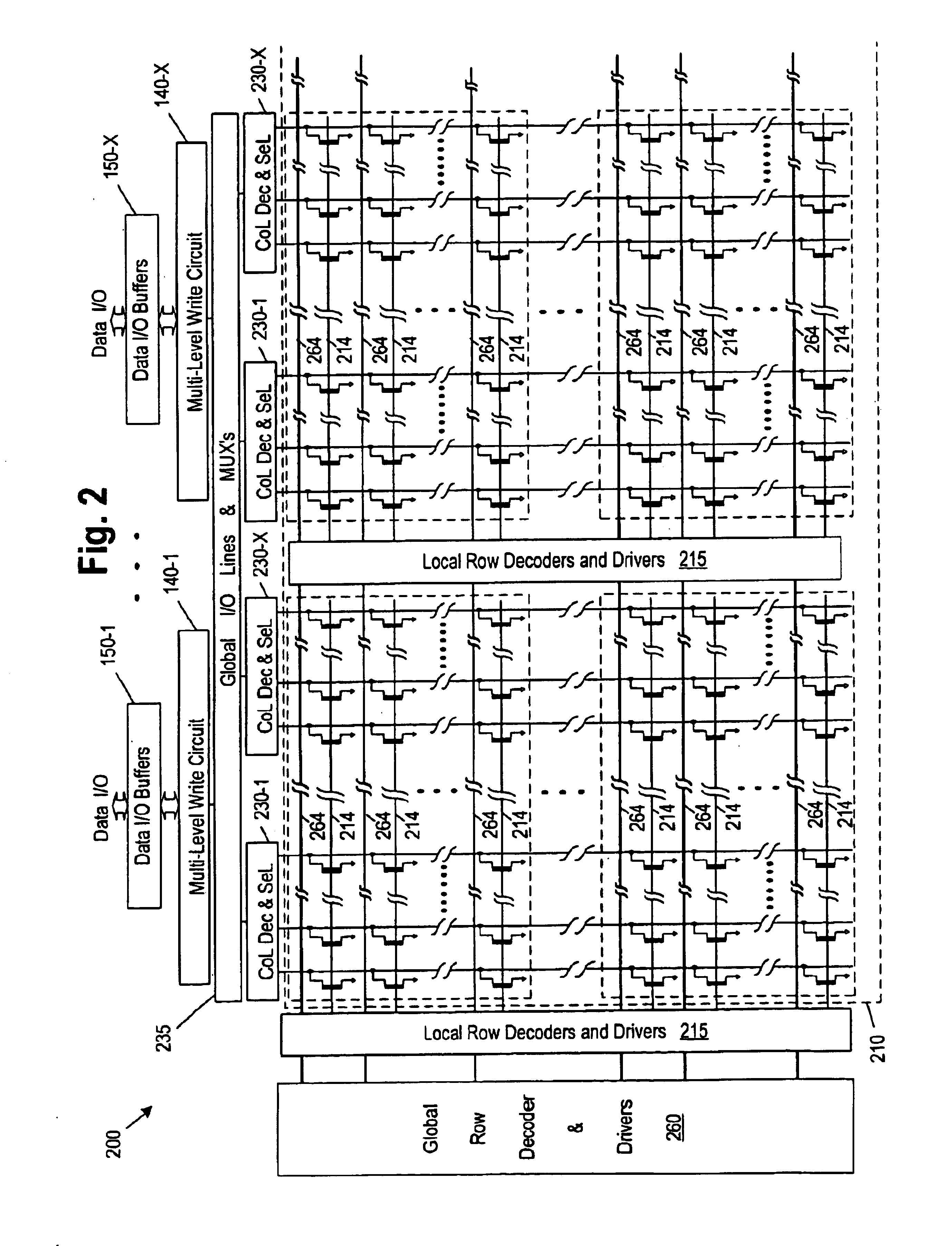 Patent drawing from US 6,882,567, Parallel programming of multiple-bit-per-cell memory cells on a continuous word line