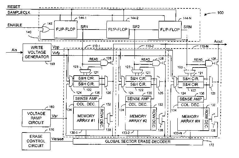 Patent drawing from US 6,944,058, High data rate write process for non-volatile flash memories
