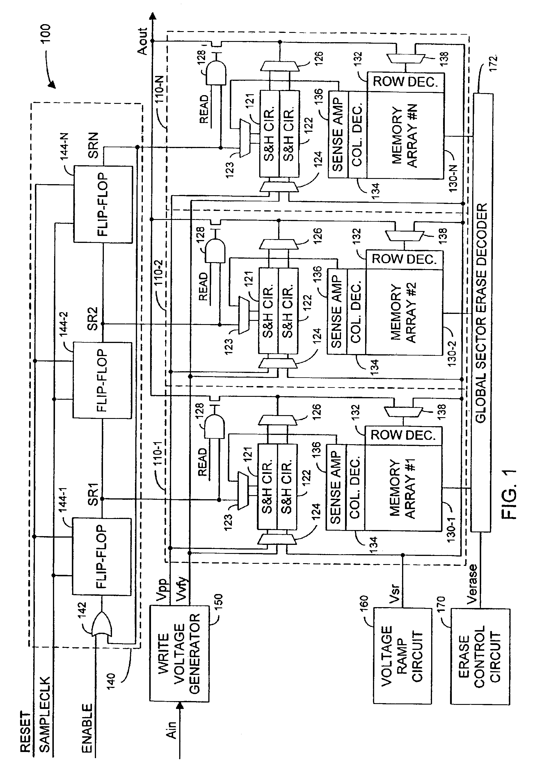 Patent drawing from US 6,944,058, High data rate write process for non-volatile flash memories