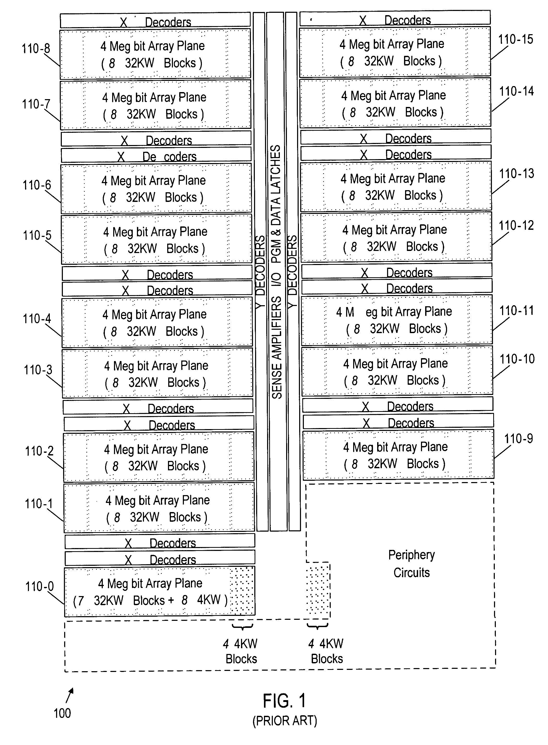 Patent drawing from US 7,092,289, Efficient redundancy system for flash memories with uniformly sized blocks