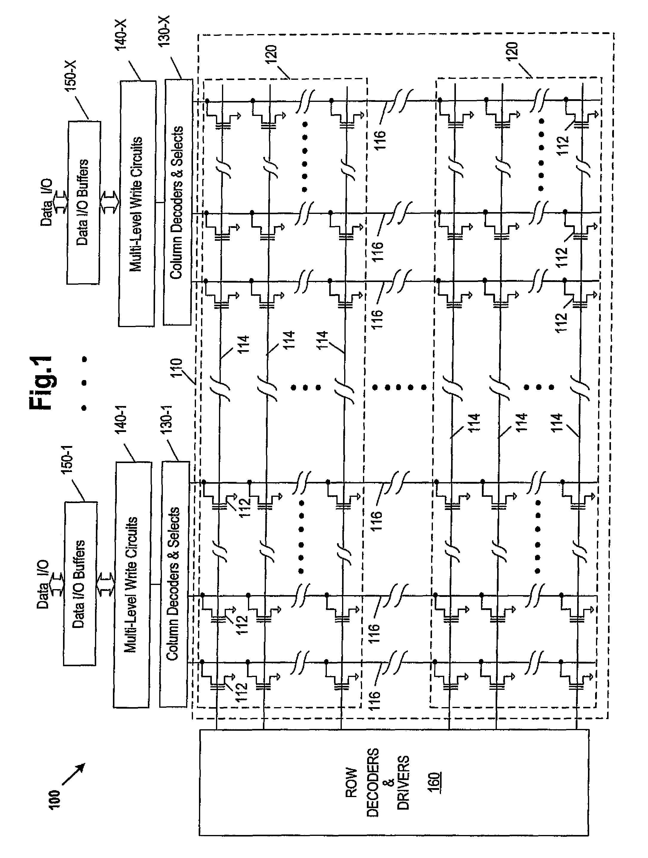 Patent drawing from US 7,808,820, Parallel programming of multiple-bit-per-cell memory cells by controlling program pulsewidth and programming voltage