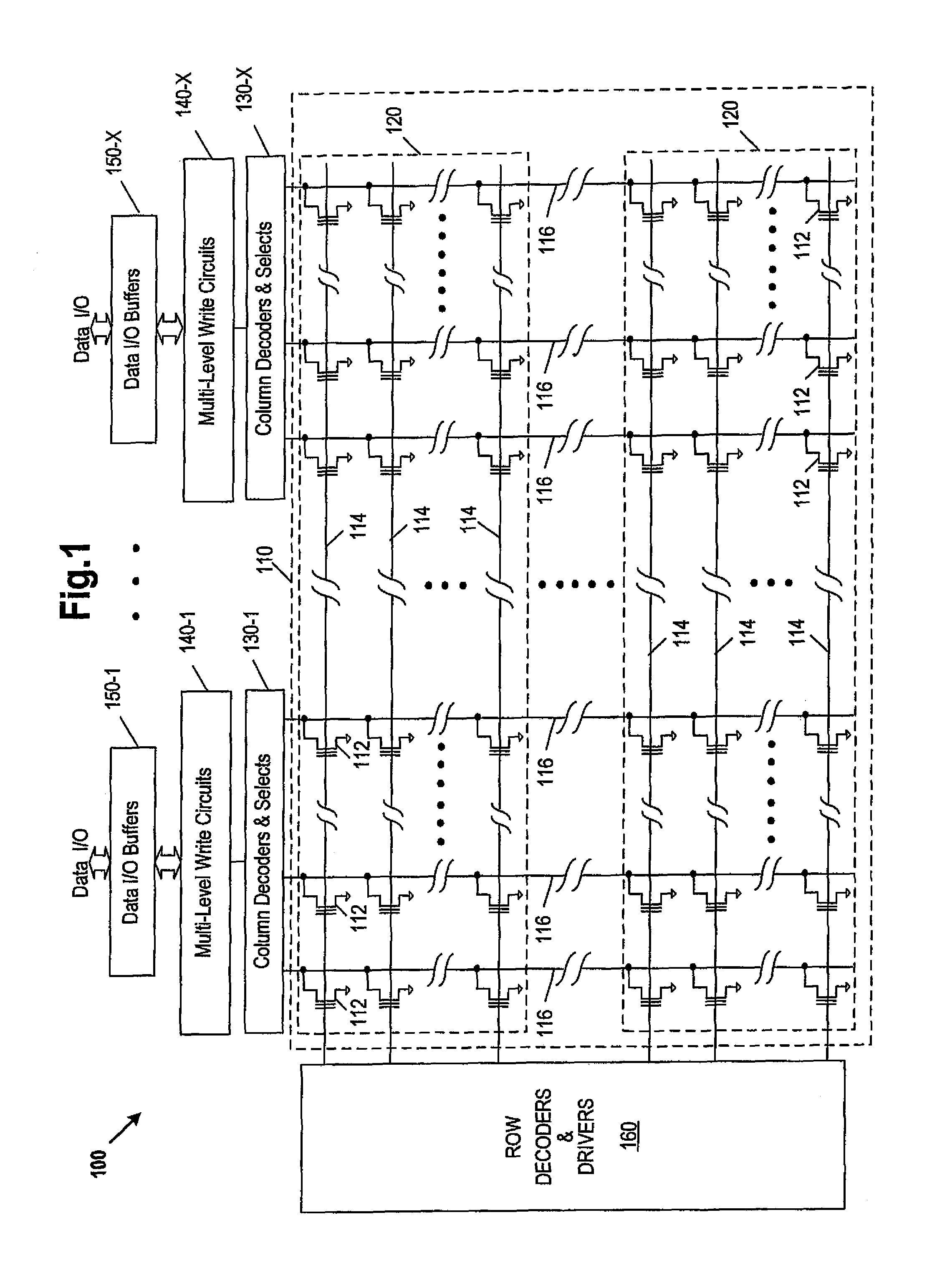 Patent drawing from US 8,027,196, Parallel programming of multiple-bit-per-cell memory cells by controlling program pulsewidth and programming voltage